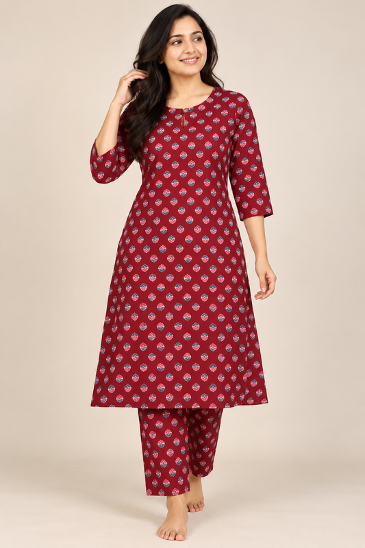 Maroon printed Co-ord