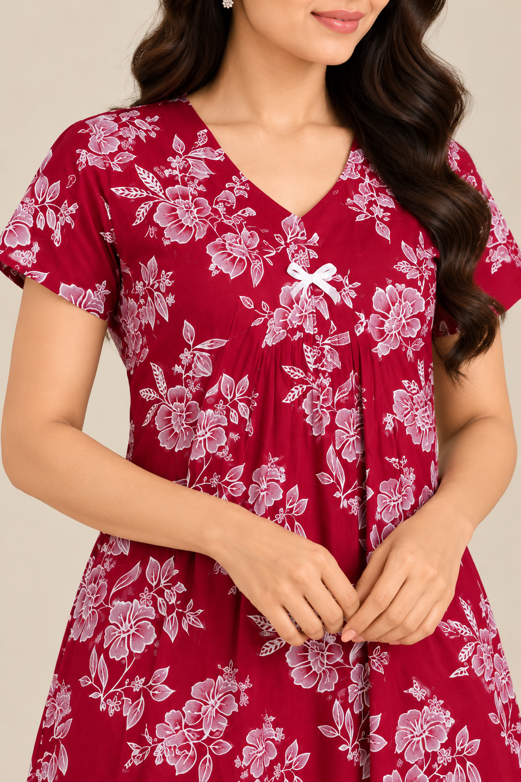 Maroon floral nightgown